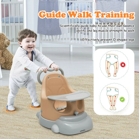 6-in-1 Convertible Baby Booster Seat with Tray Wheels-Orange