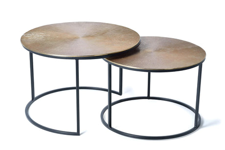 Giner and Colomer  Set Of 2 Nesting Tables With Metal Base And Bronze Top (Large & Small)