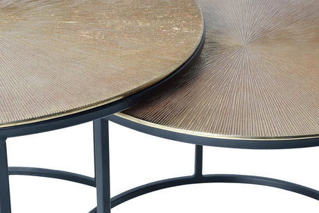 Giner and Colomer  Set Of 2 Nesting Tables With Metal Base And Bronze Top (Large & Small)