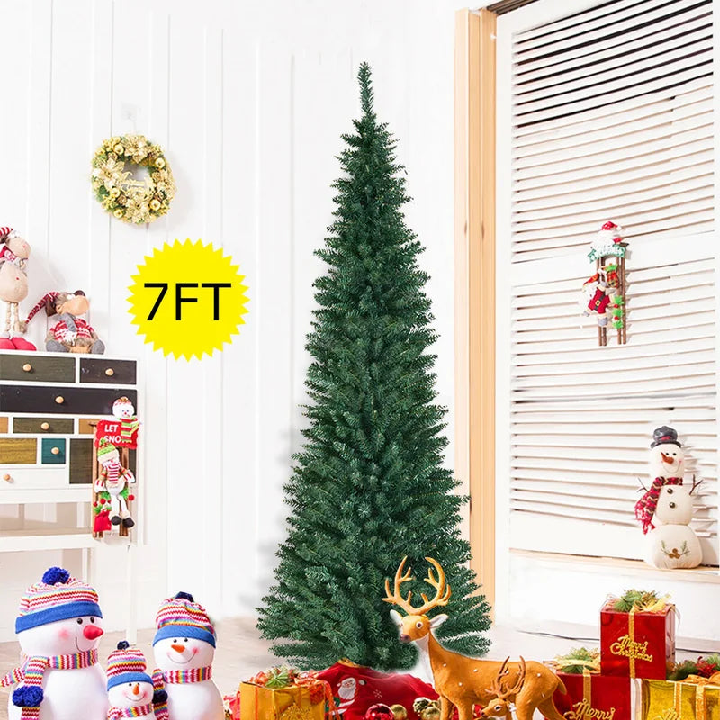 2.1M Slim Pencil Christmas Tree with Branch Tips for Indoor Decoration