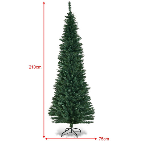2.1M Slim Pencil Christmas Tree with Branch Tips for Indoor Decoration
