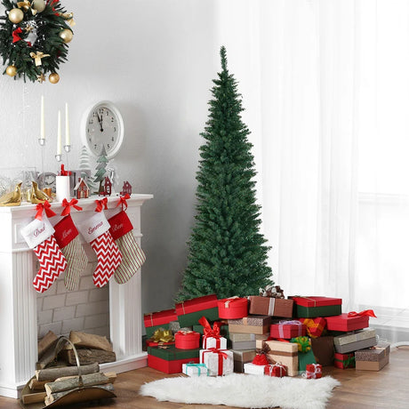 2.1M Slim Pencil Christmas Tree with Branch Tips for Indoor Decoration