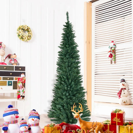 2.1M Slim Pencil Christmas Tree with Branch Tips for Indoor Decoration