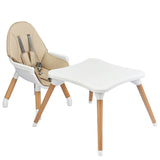 5-in-1 Convertible Wooden High Chair for Toddlers-Beige