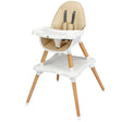 5-in-1 Convertible Wooden High Chair for Toddlers-Beige