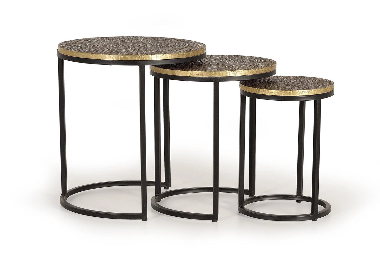 Giner and Colomer  Set Of 3 Nesting Tables With Metal Base And Bronze Top