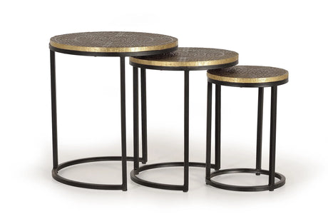 Giner and Colomer  Set Of 3 Nesting Tables With Metal Base And Bronze Top