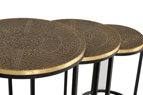 Giner and Colomer  Set Of 3 Nesting Tables With Metal Base And Bronze Top