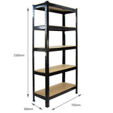 Monster Racking T-Rax Heavy Duty Shelving Units, Black, 75cm W, 30cm D, Set of 10