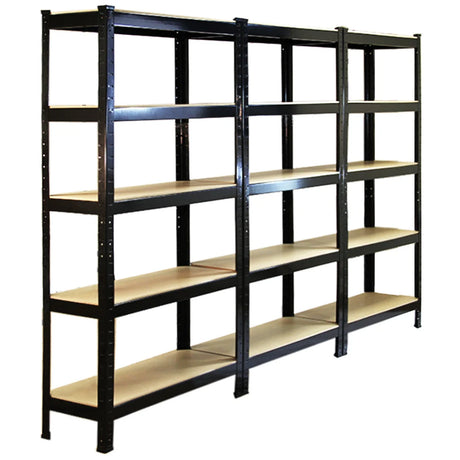 Monster Racking T-Rax Heavy Duty Shelving Units, Black, 75cm W, 30cm D, Set of 3