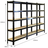 Monster Racking T-Rax Heavy Duty Shelving Units, Black, 75cm W, 30cm D, Set of 3