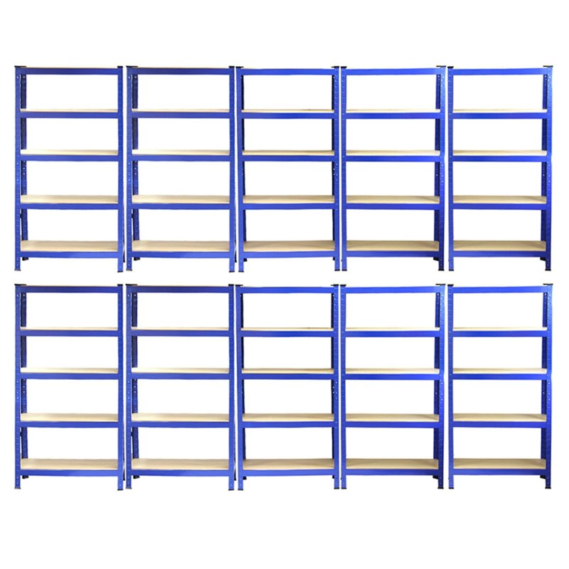 Monster Racking T-Rax Heavy Duty Shelving Units, Blue, 75cm W, 30cm D, Set of 10