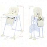 Baby Foldable Convertible High Chair with Adjustable Height Recline-Beige