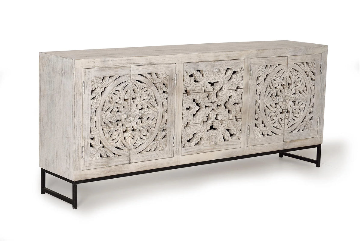 Giner and Colomer  Sideboard With 4 Doors And 3 Drawers In Mango Wood With Handmade Details