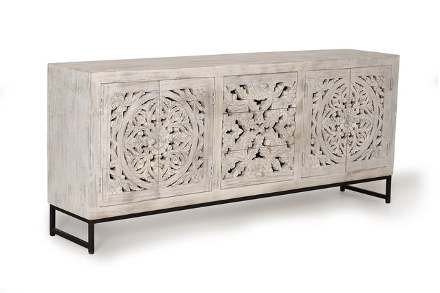 Giner and Colomer  Sideboard With 4 Doors And 3 Drawers In Mango Wood With Handmade Details