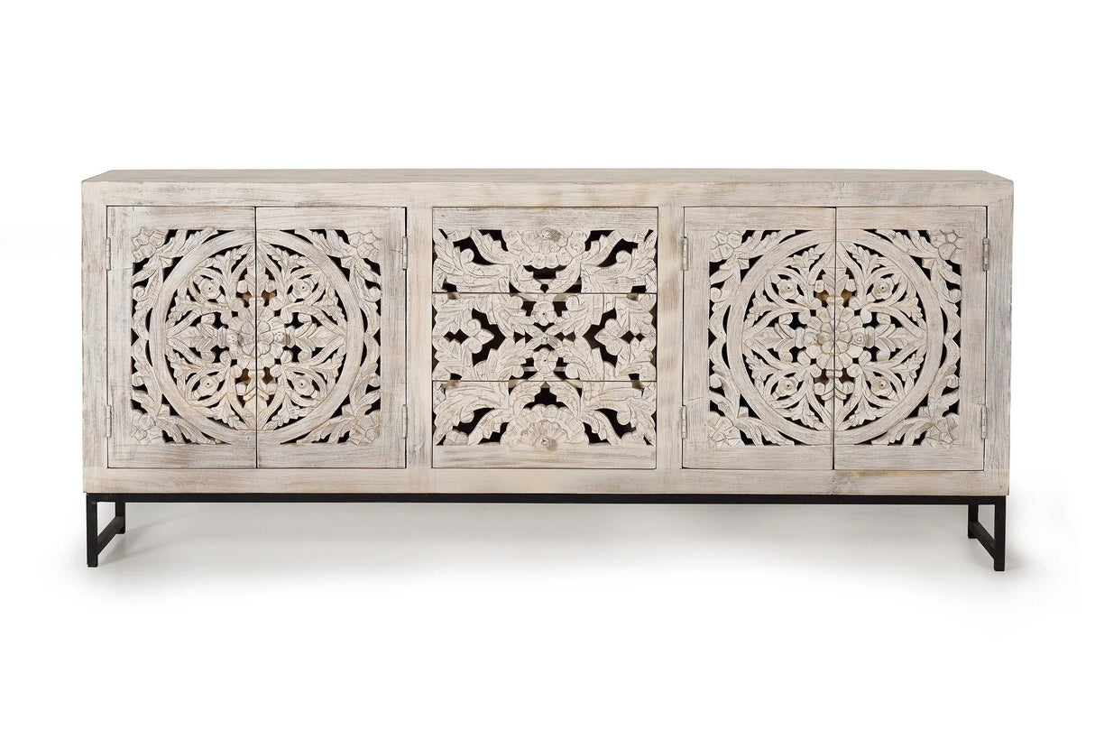 Giner and Colomer  Sideboard With 4 Doors And 3 Drawers In Mango Wood With Handmade Details