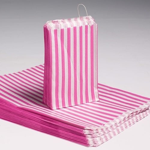 7x9" Candy Stripe Bags  - PINK