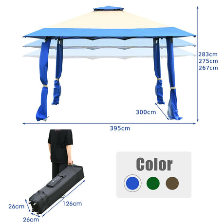 13 Feet x 13 Feet Pop Up Canopy Tent Instant Outdoor Folding Canopy Shelter-Blue