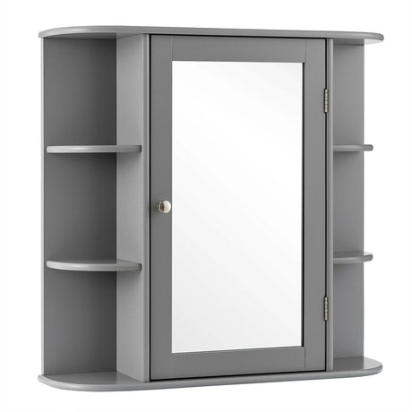 Multipurpose Mount Wall Surface Bathroom Storage Cabinet with Mirror-Gray