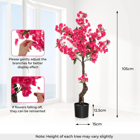105 CM Artificial Plum Blossom Tree with 96 Flowers-2 Pieces