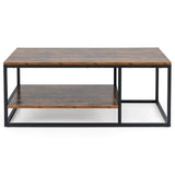 2-Tier 105 cm Industrial Wood Accent Coffee Center Table-Rustic Brown