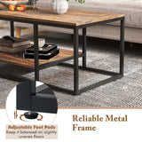 2-Tier 105 cm Industrial Wood Accent Coffee Center Table-Rustic Brown