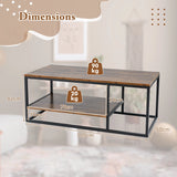 2-Tier 105 cm Industrial Wood Accent Coffee Center Table-Rustic Brown