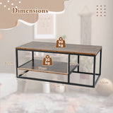 2-Tier 105 cm Industrial Wood Accent Coffee Center Table-Rustic Brown