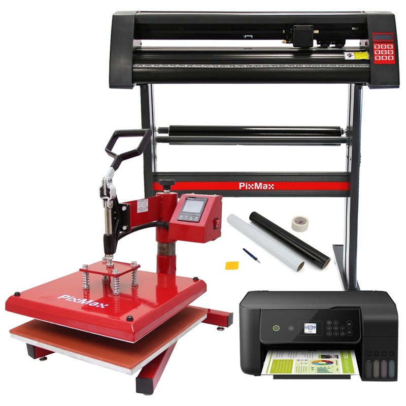 PixMax 38cm Swing Heat Press, Vinyl Cutter, Printer, Weeding Pack