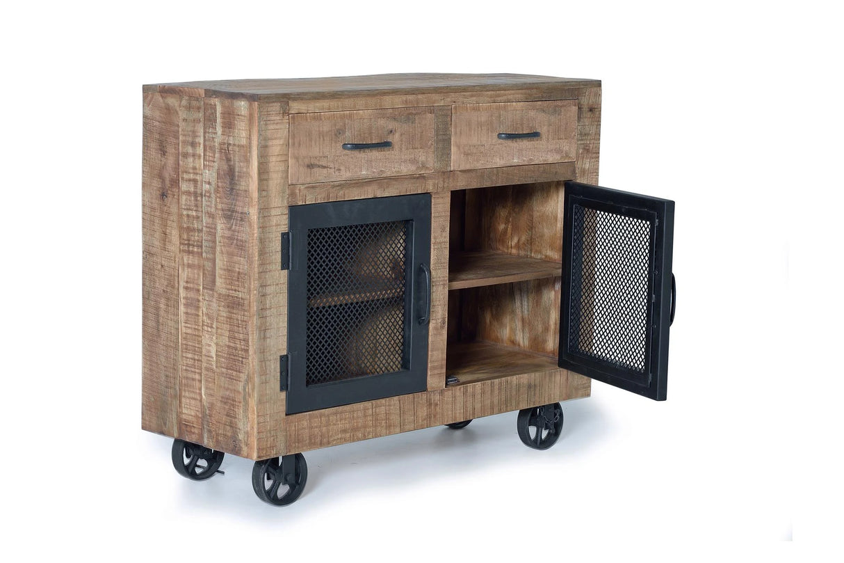Giner and Colomer  Industrial Style Sideboard In Mango Wood With Wheels