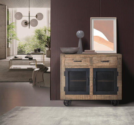 Giner and Colomer – Industrial Style Sideboard In Mango Wood With Wheels