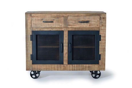 Giner and Colomer – Industrial Style Sideboard In Mango Wood With Wheels