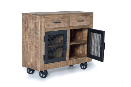 Giner and Colomer – Industrial Style Sideboard In Mango Wood With Wheels