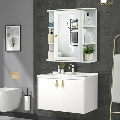 Multipurpose Mount Wall Mirror Bathroom Storage Cabinet-White