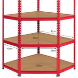 Monster Racking Z-Rax Corner Storage Shelf Unit, Red, 90cm Wide