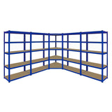 Monster Racking T-Rax Corner Shelving Unit & 4x 90cm Garage Storage Bays, Blue F1