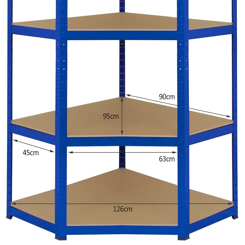 Monster Racking T-Rax Corner Storage Shelf Unit, Blue, 90cm Wide