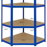 Monster Racking T-Rax Corner Storage Shelf Unit, Blue, 90cm Wide