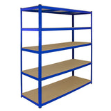 Monster Racking T-Rax 3 x Extra Wide Storage Shelves, Blue, 160cm W, 60cm D