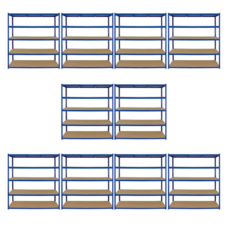 Monster Racking T-Rax 10 x Extra Wide Storage Shelves, Blue, 160cm W, 60cm D