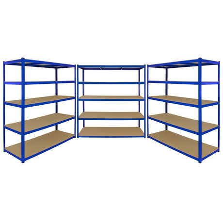 Monster Racking T-Rax 3 x Extra Wide Storage Shelves, Blue, 160cm W, 60cm D