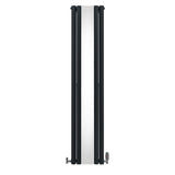 Oval Mirror Radiator & Valves - 1800mm x 380mm - Anthracite Grey