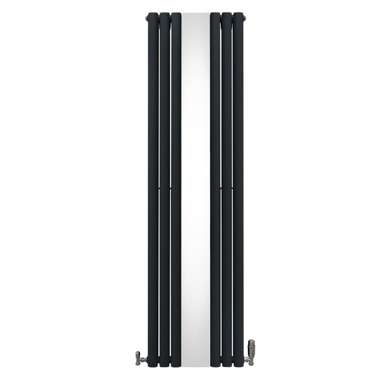 Oval Mirror Radiator & Valves - 1800mm x 500mm - Anthracite Grey