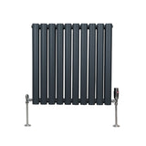 Oval Column Radiator & Valves - 600mm x 600mm  Anthracite Grey