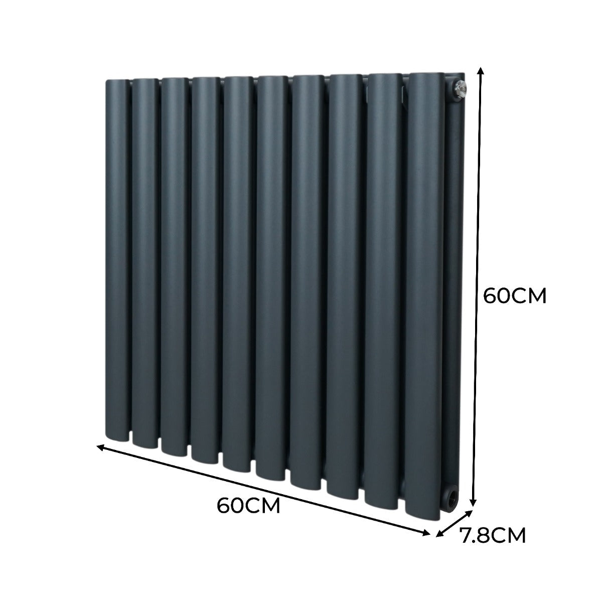 Oval Column Radiator & Valves - 600mm x 600mm  Anthracite Grey