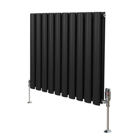 Oval Column Radiator & Valves - 600mm x 600mm  Black