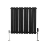 Oval Column Radiator & Valves - 600mm x 600mm  Black