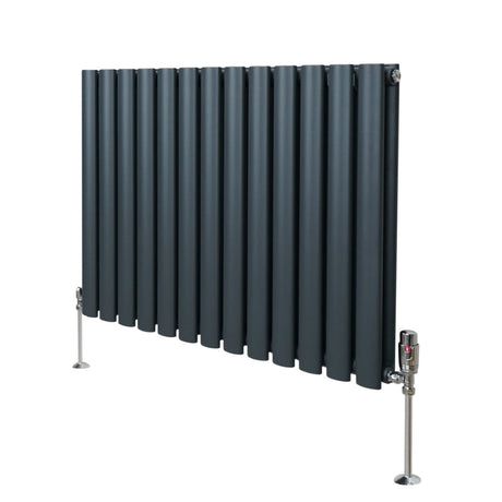 Oval Column Radiator & Valves - 600mm x 780mm  Anthracite Grey