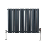 Oval Column Radiator & Valves - 600mm x 780mm  Anthracite Grey