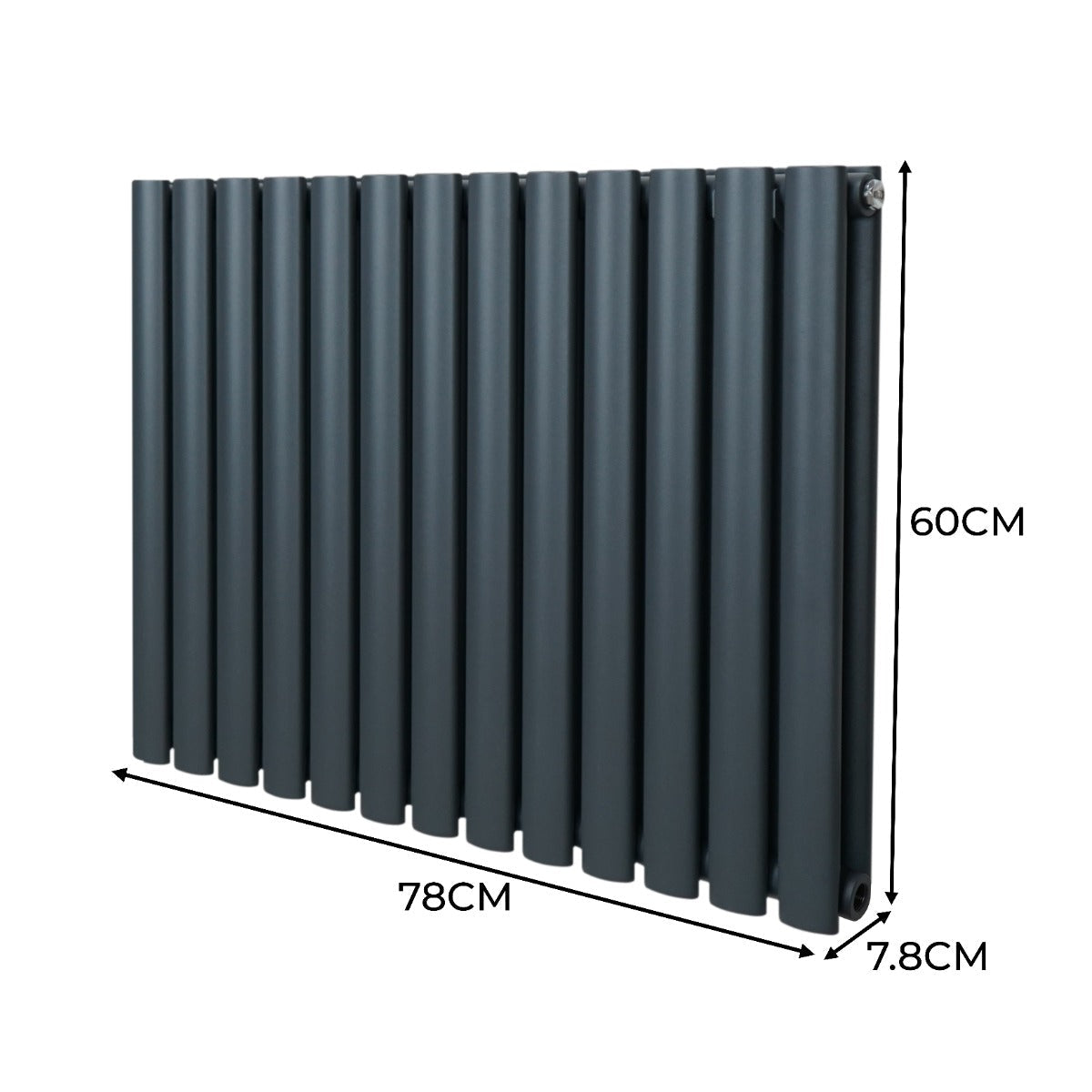 Oval Column Radiator & Valves - 600mm x 780mm  Anthracite Grey